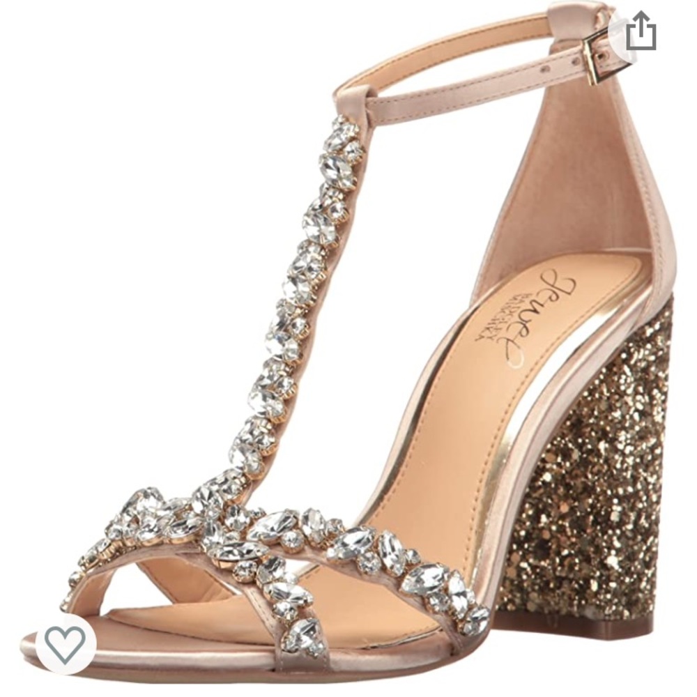🥂 BADGLEY MISCHKA JEWEL CHAMPAGNE GLITTER HEEL